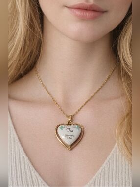 Vintage Tina Porcelain Heart Necklace Unique Hers Devoted One